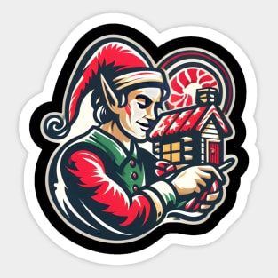 Christmas Elf Fashioned Sticker